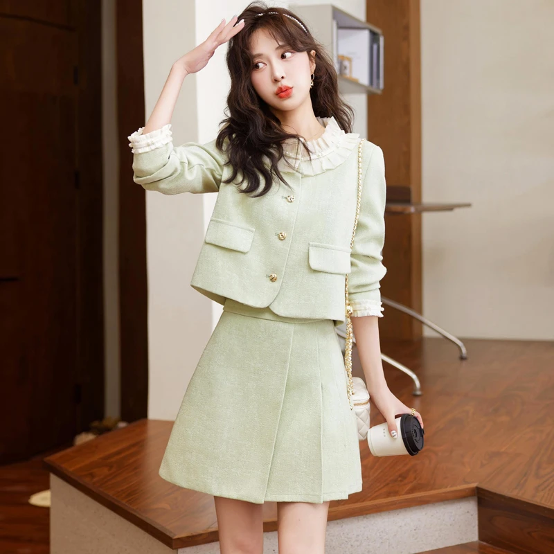 小香风短裙套装女春秋2025新款高级感小个子今年流行漂亮套装裙