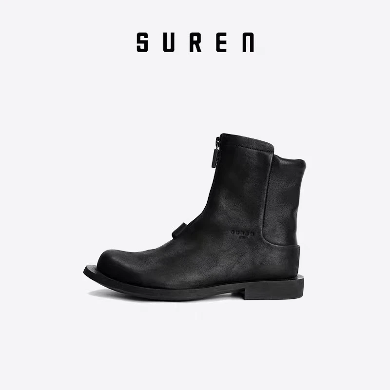 素人秋冬新款英伦风拉链短筒靴子真皮冬季时尚舒适百搭小短靴251