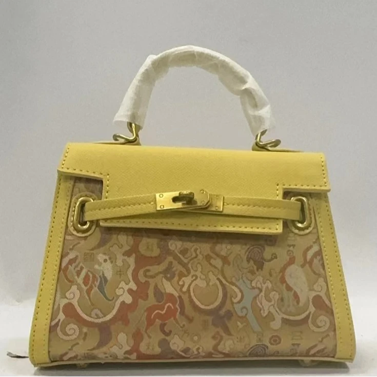 宋锦【黄五星小凯莉包】花位随机民族风气质手提时尚女包263