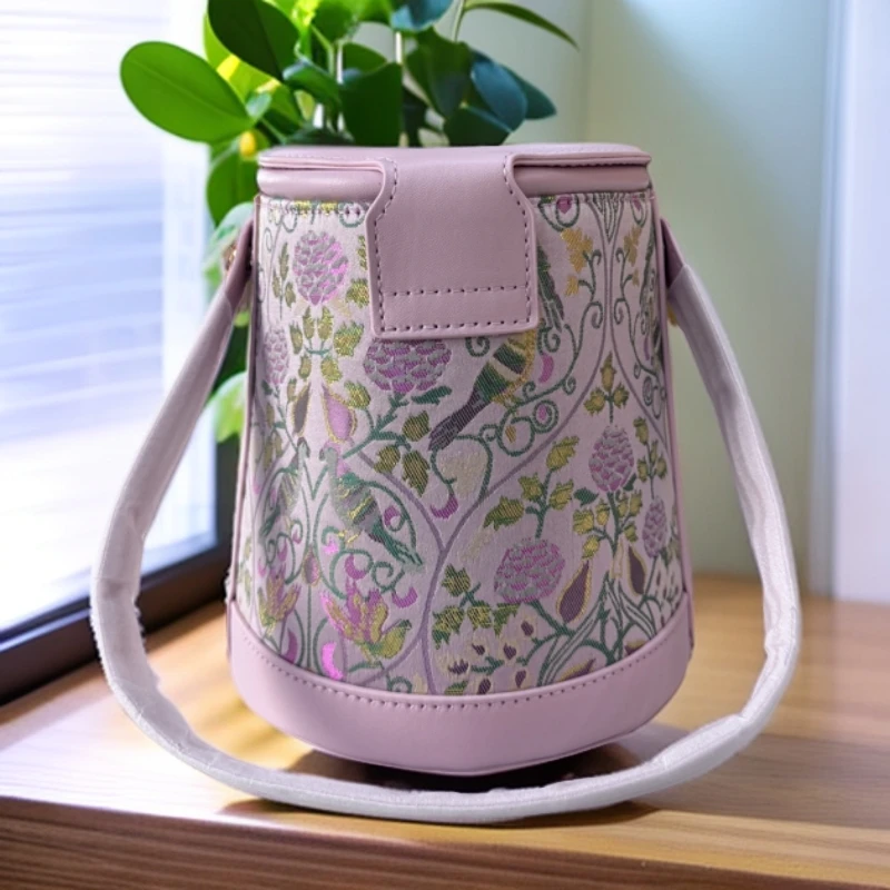 GZ 【粉色朱雀报喜】桶包花位随机民族风气质女包342