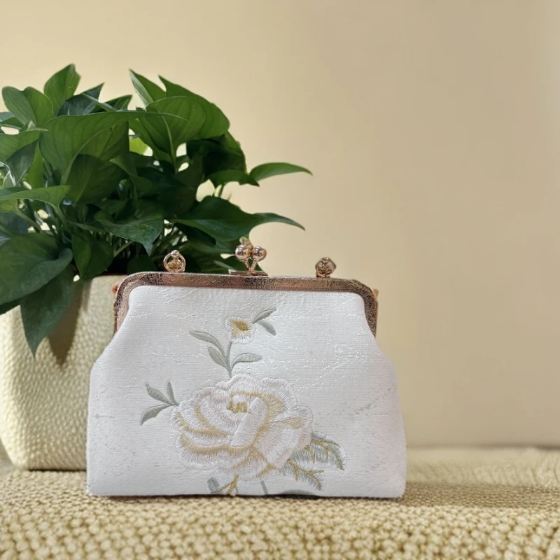 【白色富贵牡丹口金包】花位随机民族复古气质时尚斜跨手拎包352