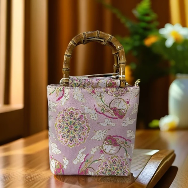 【飞天小兔竹节】花位随机民族复古气质手提时尚手拎包360