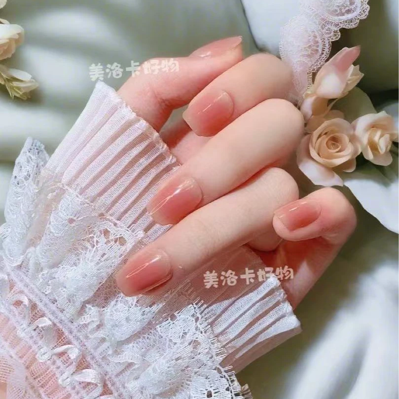 （短款） 粉红气质穿戴甲显白穿戴式假指甲贴片可拆卸指甲贴美甲片