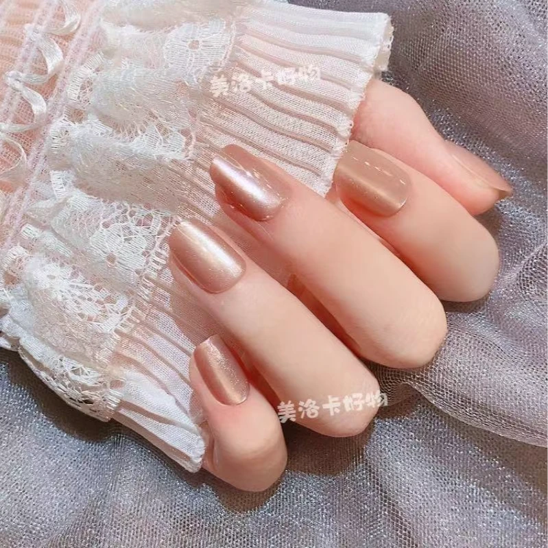 （短款） 2024年温柔高级感穿戴式美甲冰透穿戴甲显白可拆卸指甲贴