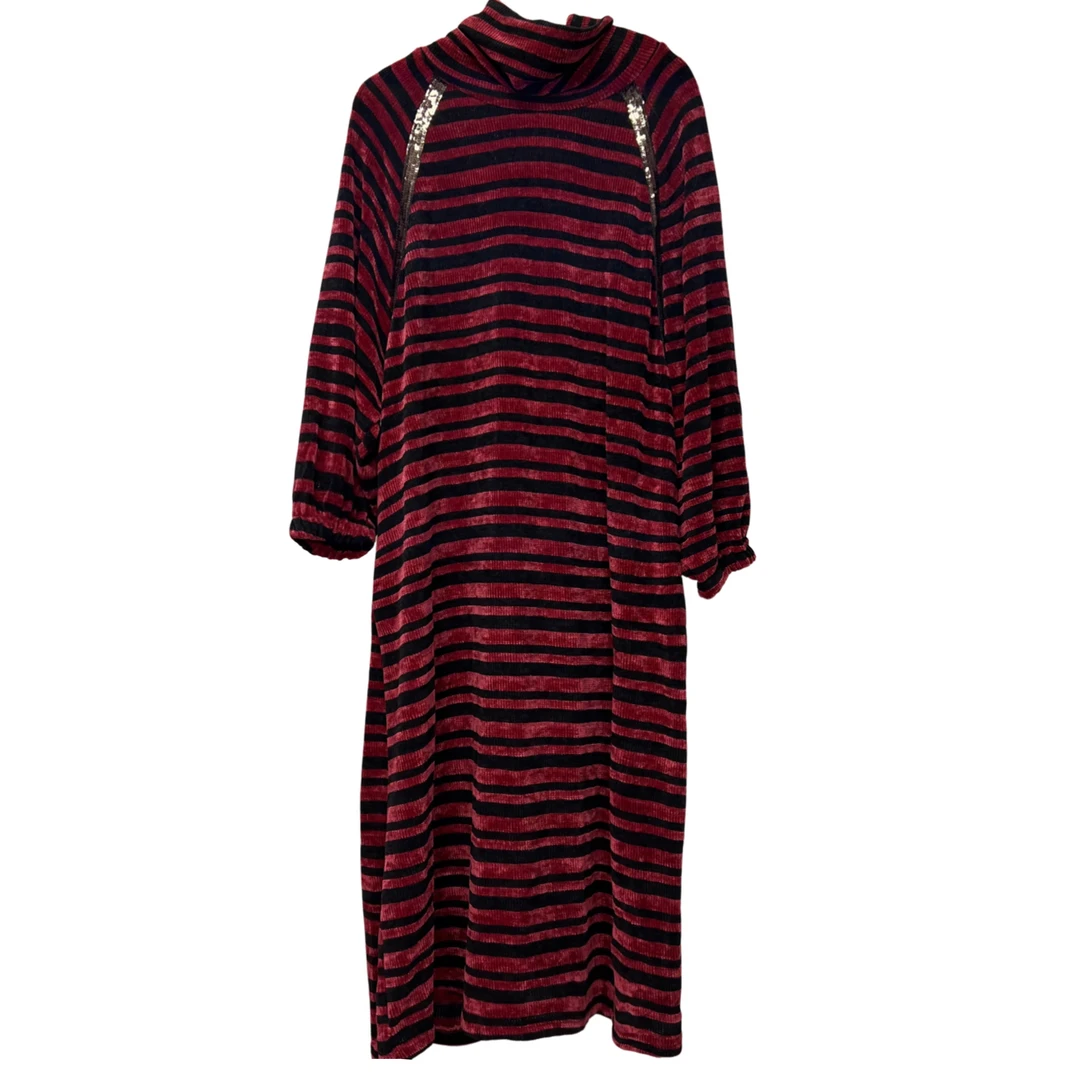 779/软糯糯减龄甜美时尚经典撞色条纹高领连衣裙