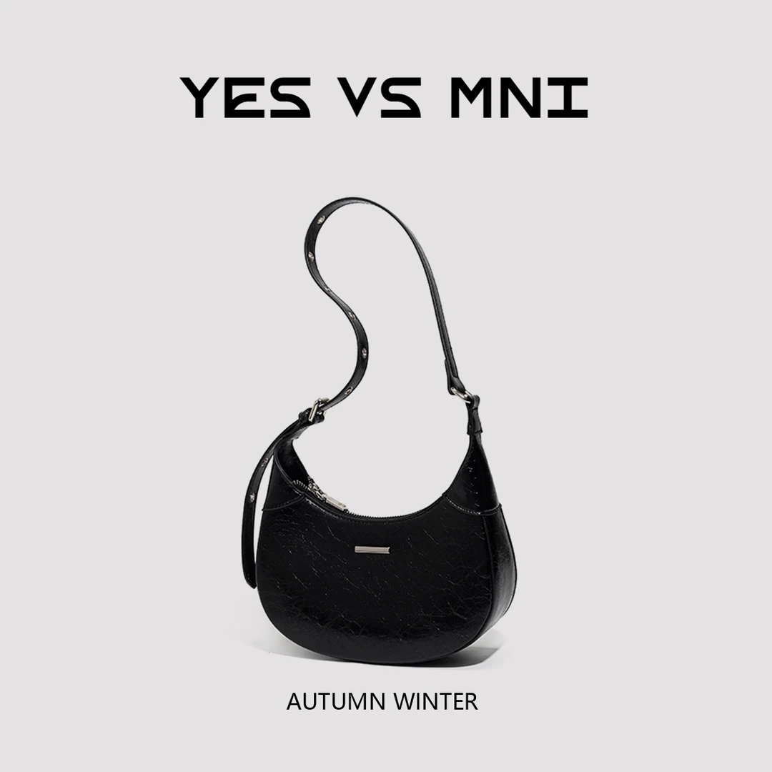 【 YES VS MNI 】小红书推荐斜挎马鞍包高级感褶皱机车单肩腋下包
