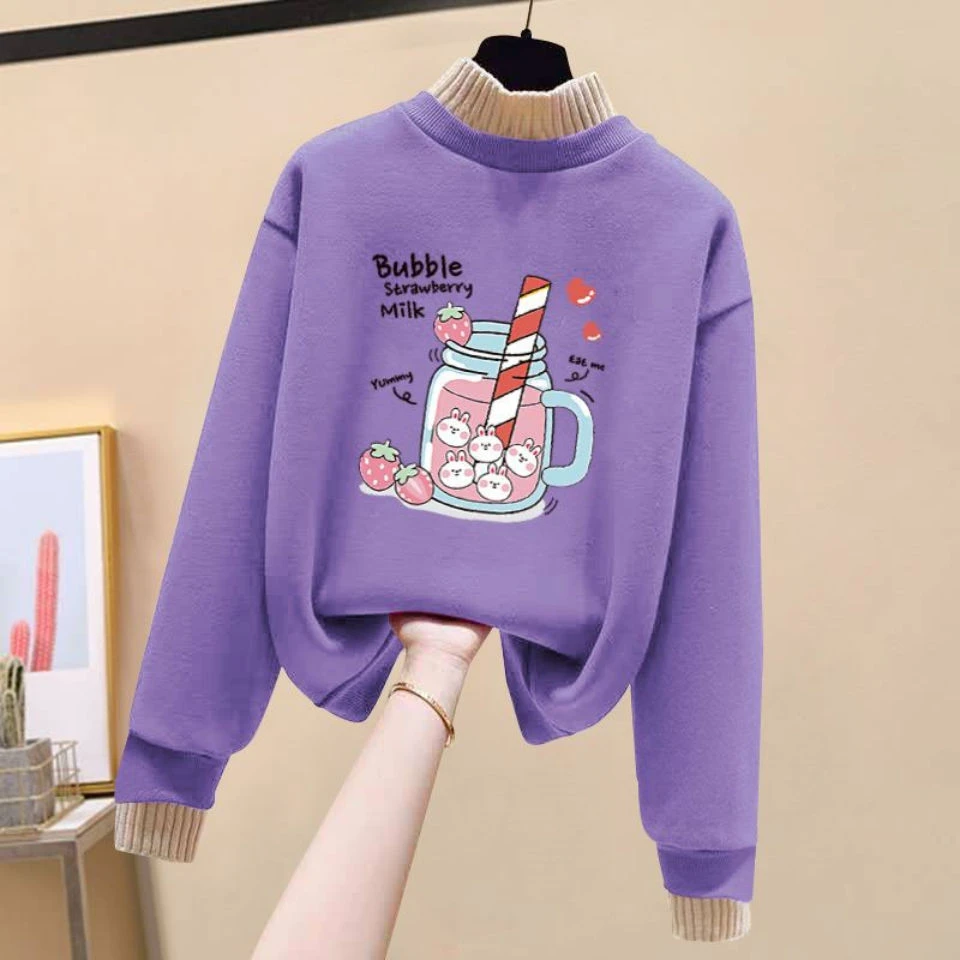 女童卫衣加绒加厚秋冬款2023新款儿童冬季保暖上衣韩版时髦打底衫