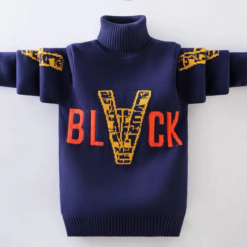 男童毛衣高领2024新款洋气打底针织衫套头中大儿童男孩加厚保暖潮