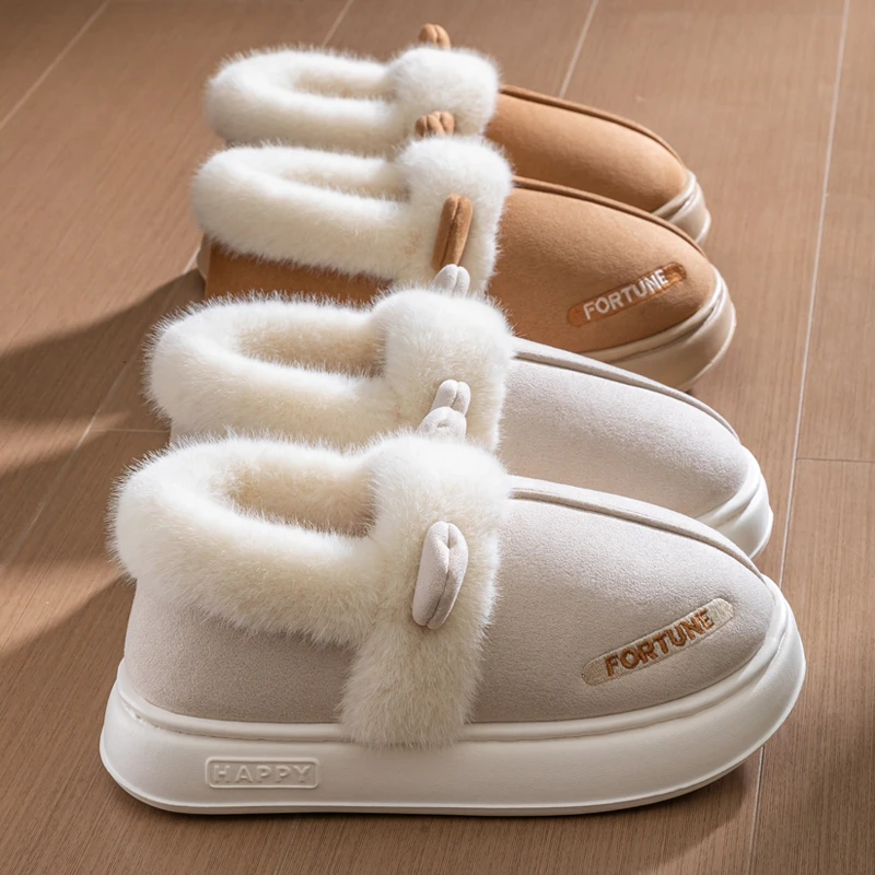 棉拖鞋女外穿2025新款冬季情侣室内加绒保暖包跟毛毛家居月子棉鞋