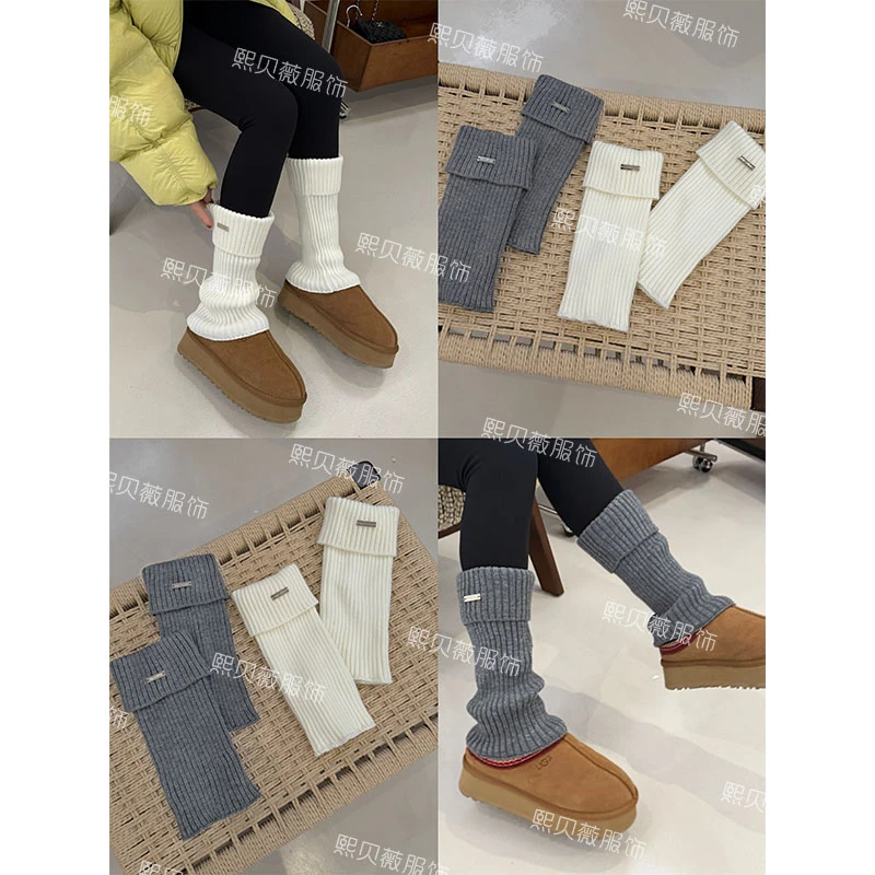 熙贝薇8 粗线金属标百搭简约叠穿层次感针织袜套堆堆袜 D8835