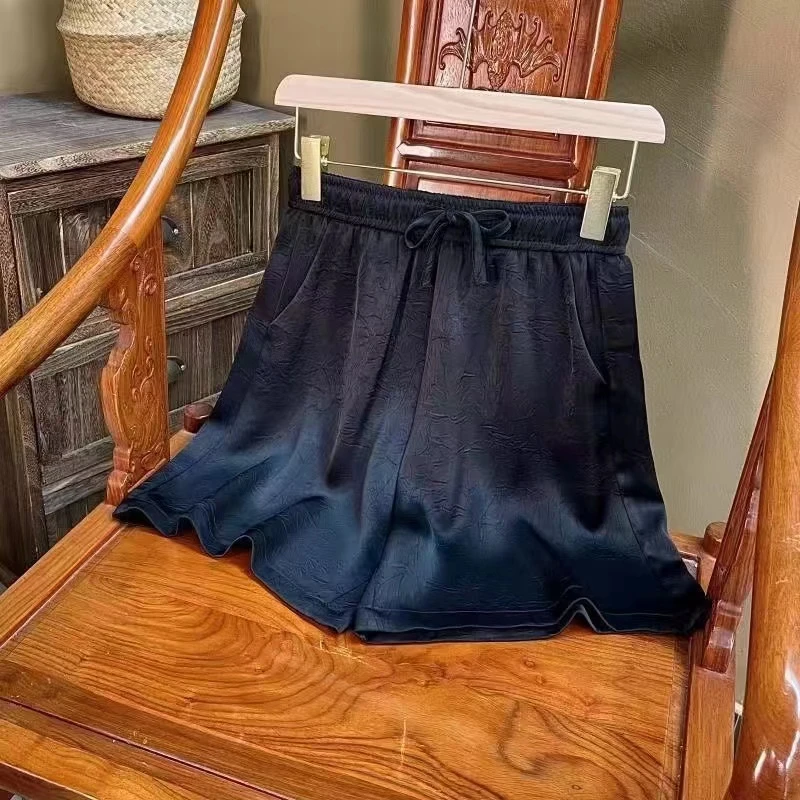 202400128 短裤宽松百搭松紧腰系带夏季薄款时尚百搭纯色女士五裤