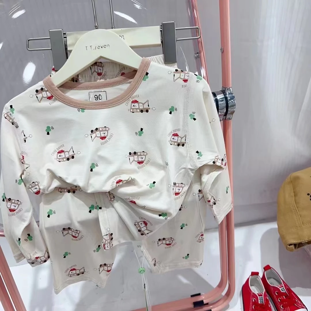 儿童春夏秋季七分婴幼儿冰韩棉莱赛尔内衣套装宝宝分体家居服婴儿