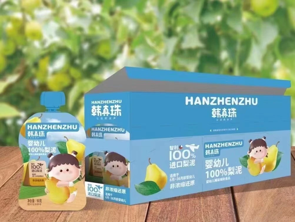 韩真珠90g智利100%进口梨泥袋装4235