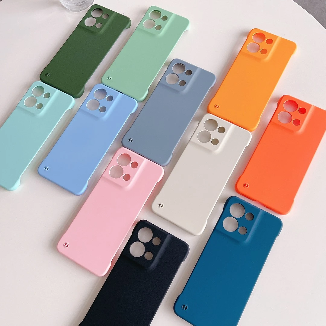 适用oppo reno9/8/7/6/5手机壳无边框纯色硬壳简约磨砂网红曲屏