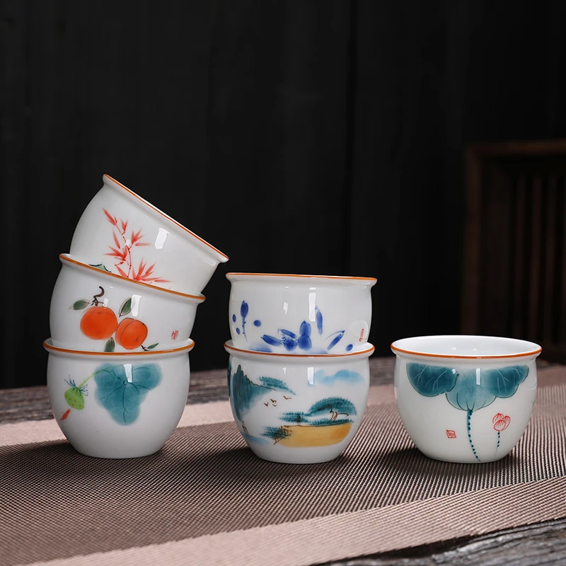 豹霖-手绘甜白瓷瓷茶杯陶瓷功夫大号创意茶杯单杯主人杯品茗杯