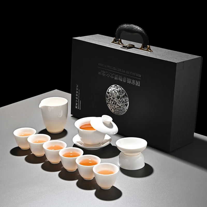 豹霖【一整套茶具】主人春茶季单杯白瓷茶杯盖碗茶具茶道泡茶茶具