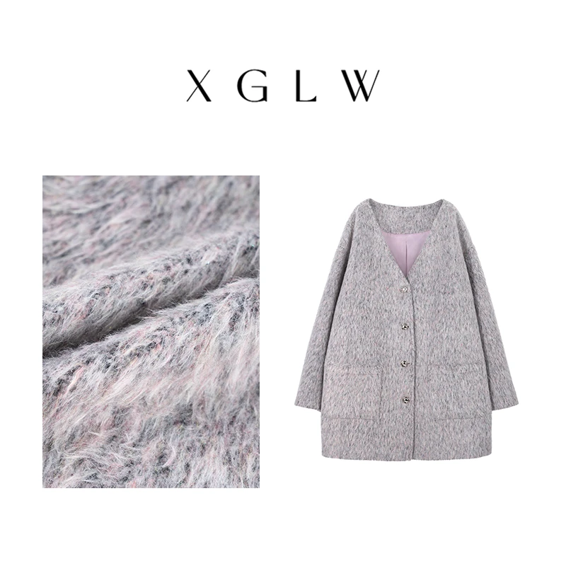 【高丽娃推荐】雪域绒语~胖MM宽秋冬宽松保暖毛呢外套P4W0001