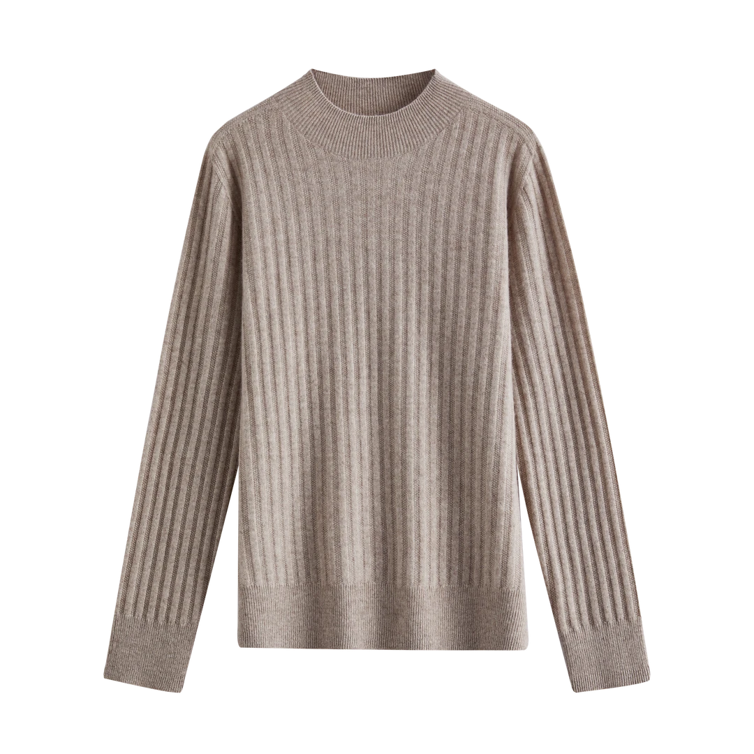 #新款女士羊绒半高领羊绒衫领竖坑无缝一体~33875