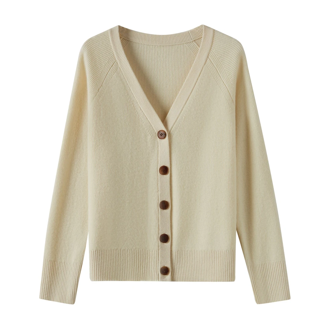 【欧诗莲】#2澳毛100％秋冬新款开衫长袖女士休闲纯色V领小开衫C1