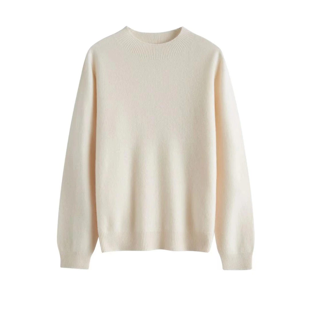 【欧诗莲】##无缝半高领秋冬宽松套头毛衣100%羊毛打底衫孤品-12