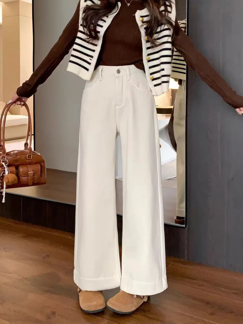 【整款】加绒加厚牛百搭仔裤气质奶奶裤秋冬显瘦阔腿