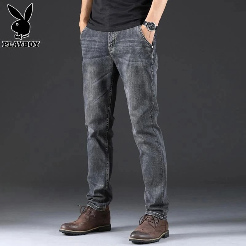 花花公子牛仔裤男士直筒修身秋季新款潮牌休闲复古百搭大码长裤子