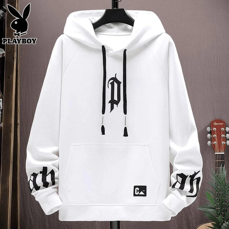 花花公子连帽卫衣男士秋季新款宽松运动美式潮流休闲百搭青年上衣