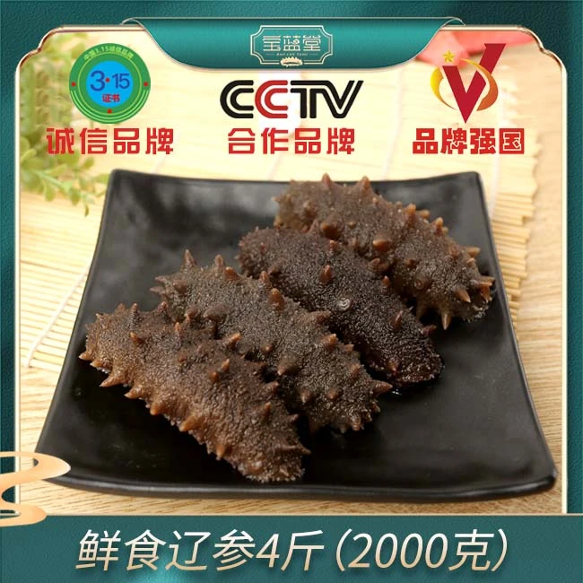 宝蓝堂优质营养鲜食海参即食正宗深海底播野生辽参4斤装(2000g)