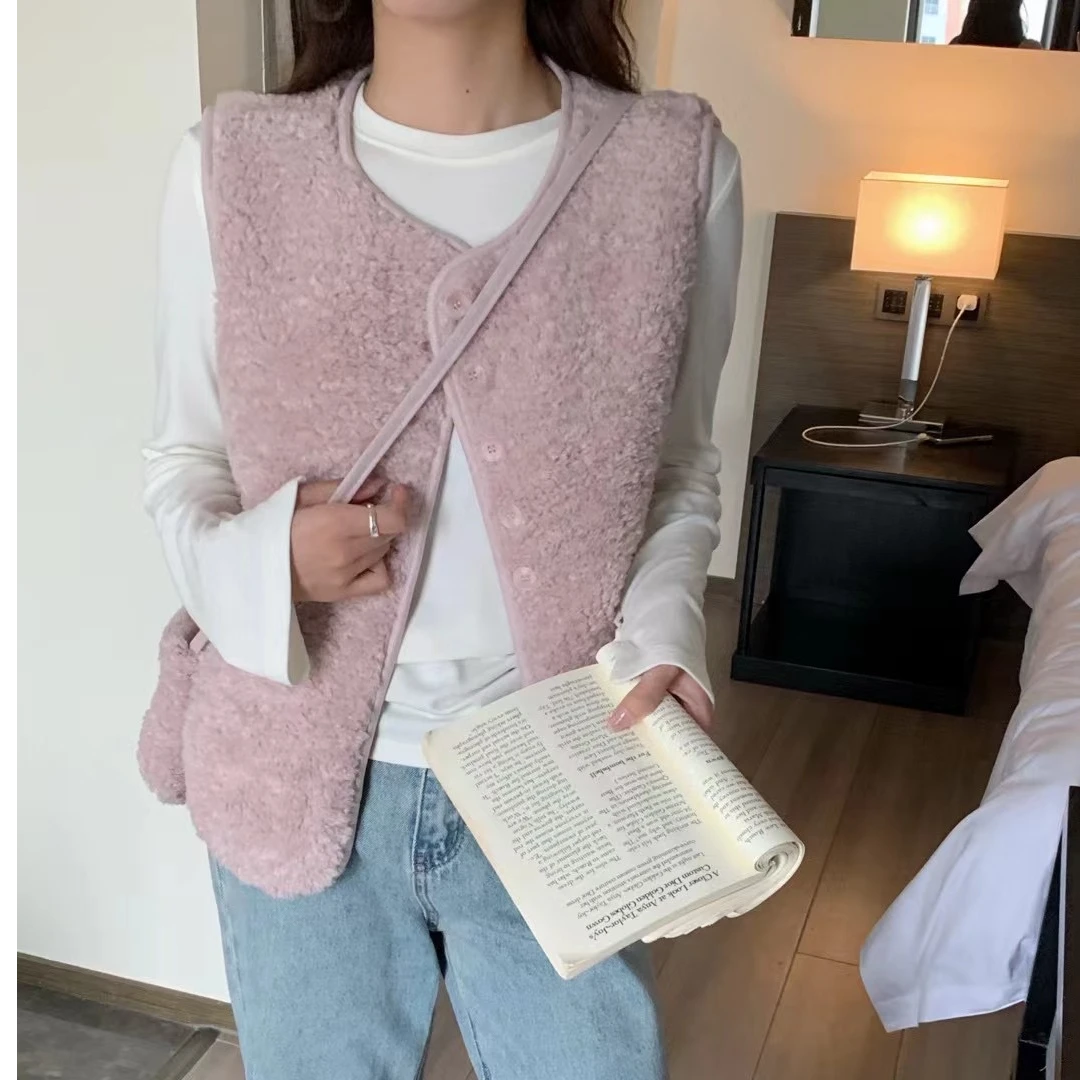 乐缘MO冬季新款韩版时尚舒适减龄毛毛马甲*1111