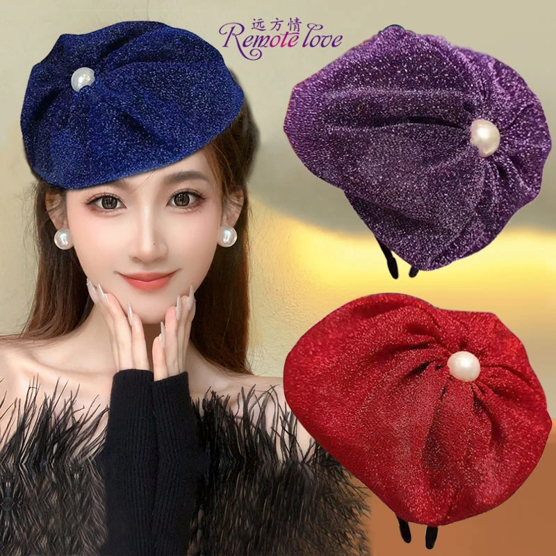 remote love/远方情法式复古亮丝半帽发箍女T1910