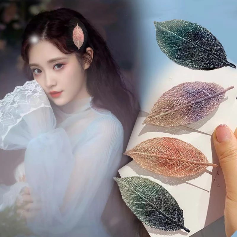 remote love/远方情 锌合金布艺发饰 刺绣树叶刘海夹BB夹女T718