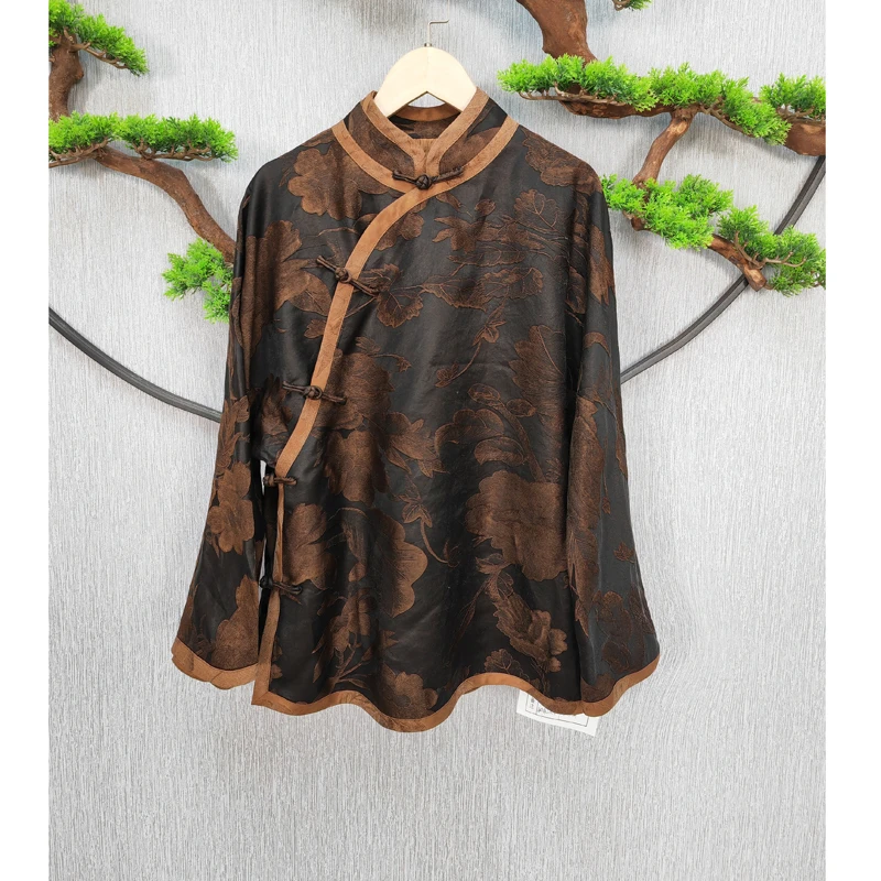 【千奈莉 花想容】国风中式重缎老料上衣女外套YJ099