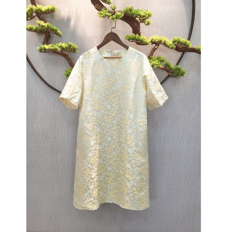 【千奈莉 飞黄腾达 】宋锦气质时尚女装连衣裙