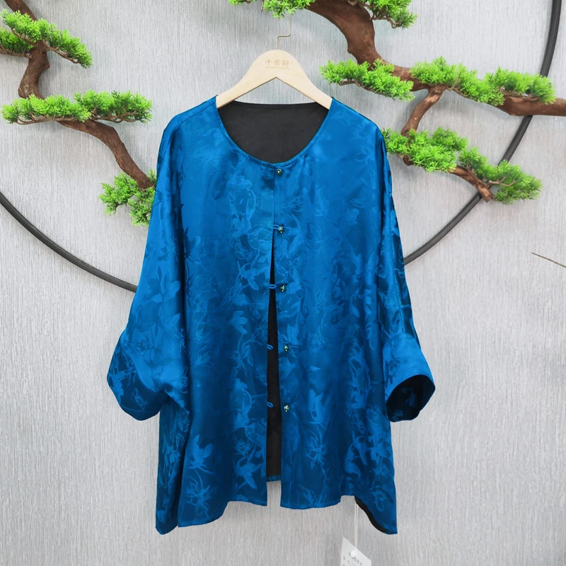 【千奈莉 海蓝宝】软缎柔顺双面穿国风外套YJ153