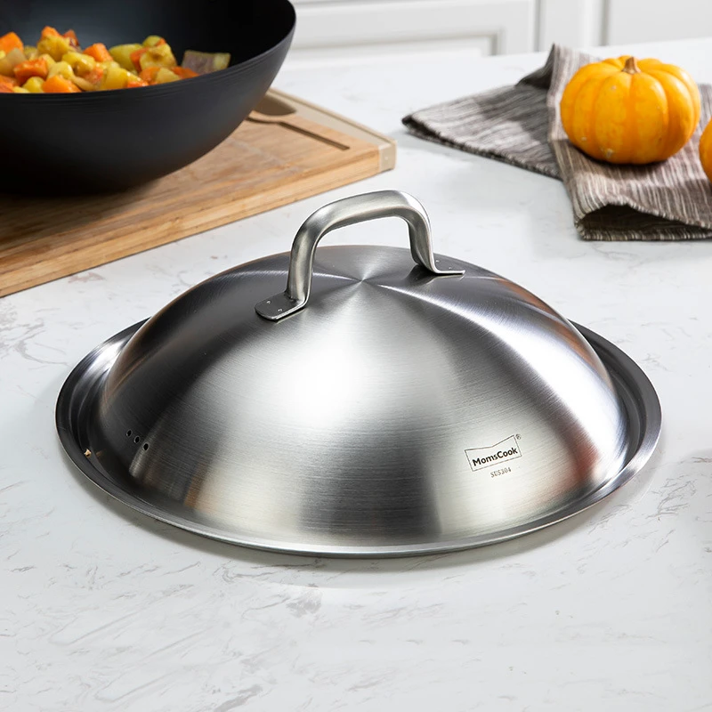 高拱形盖28/30/32/34cm加高加深加厚304不锈钢炒锅锅盖配件