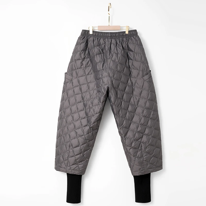 冬季新款鹅绒羽绒裤女阔腿花苞裤德绒加绒自发热保暖宽松高腰外穿