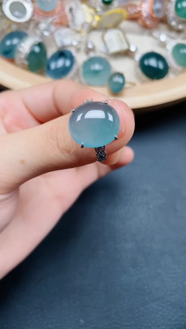 【闪购商品】翡翠戒指银S925镶嵌翡翠