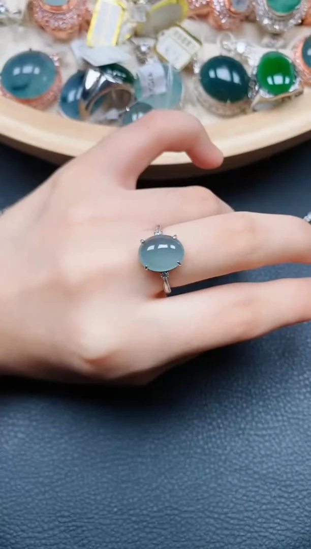 【闪购商品】翡翠戒指银S925镶嵌翡翠