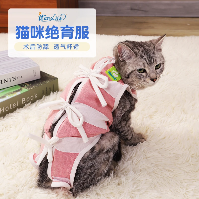 猫咪绝育断奶服母猫断奶服术后防咬防舔透气弹性四脚猫咪宠物衣服