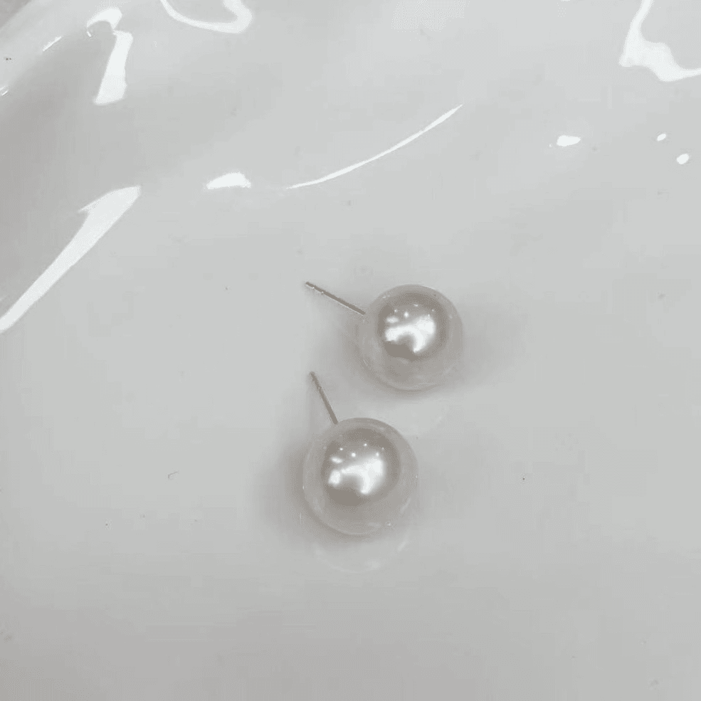 456【潇潇专享】18K金 天然淡水珍珠耳钉气质简约百搭耳钉 10-11mm
