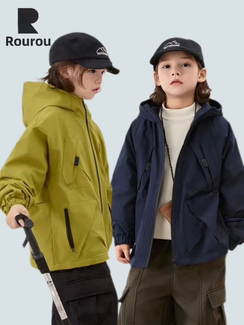 肉肉家-【冬款高端冲锋衣】中大童男女童秋冬新款冲锋衣