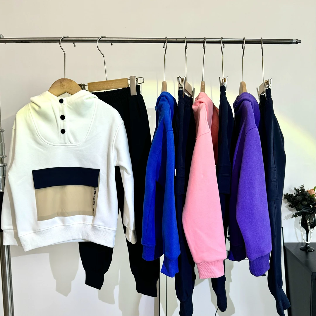 肉肉家-[卫衣两件套]儿童秋季亲肤舒适大口袋连帽卫衣卫裤