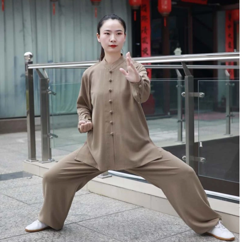 新纤麻明线小口精做版收袖口男女同款太极服