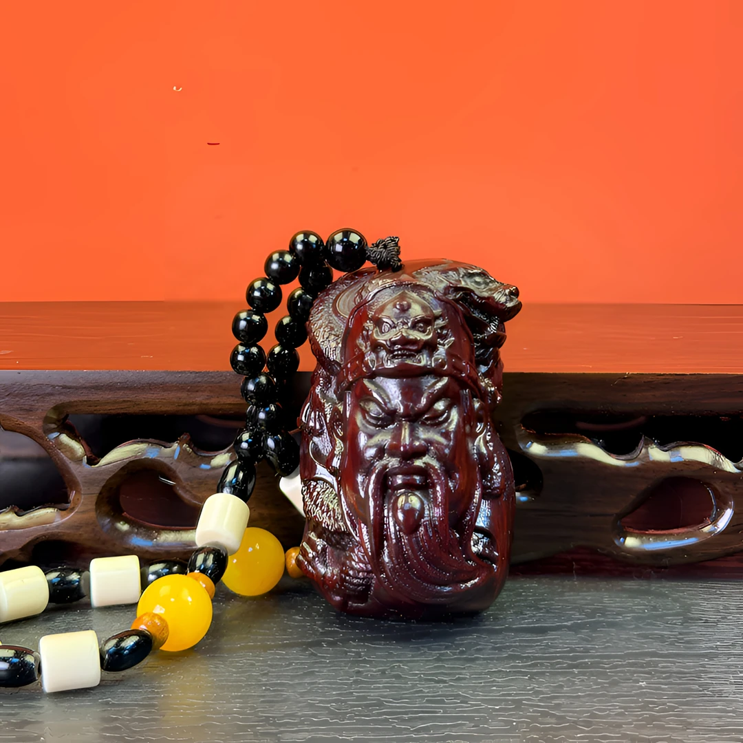 关公 紫檀木雕刻手把件