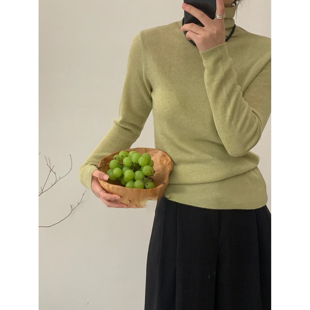 秋冬纯色高领薄款长袖打底衫女2023秋季保暖简约通勤女式上衣内搭