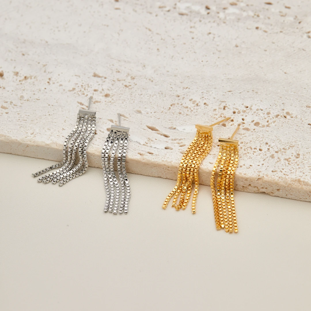 铜合金耳饰 欧美ins个性流苏耳环简约长款气质耳钉女轻奢6000223