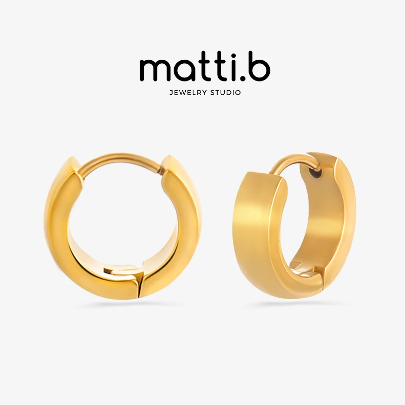 钛钢耳饰 欧美风百搭冷淡风气质小圈圈耳环百搭设计金色耳扣女ins