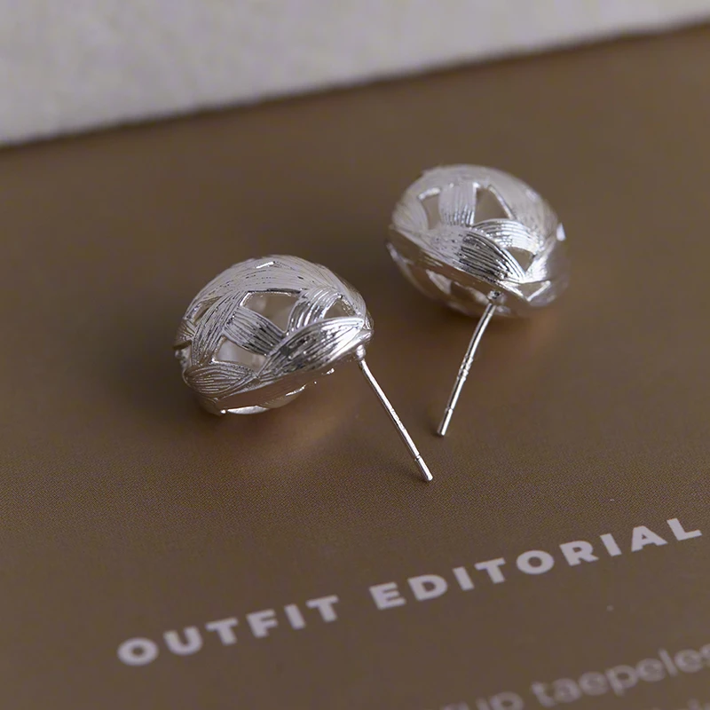 铜合金耳饰 竹叶拉丝镂空水滴轻奢国风显瘦高级感耳钉耳饰品女253