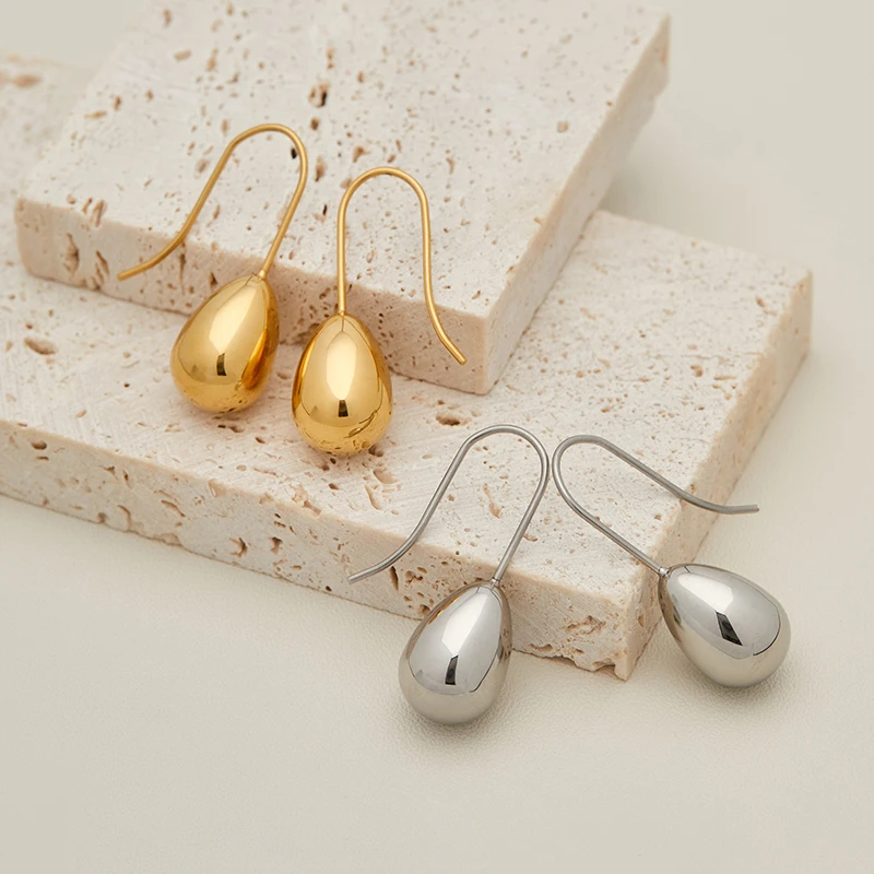 钛钢耳饰 小众设计感ins欧美简约时尚耳钉显脸瘦气质胖水滴型轻奢