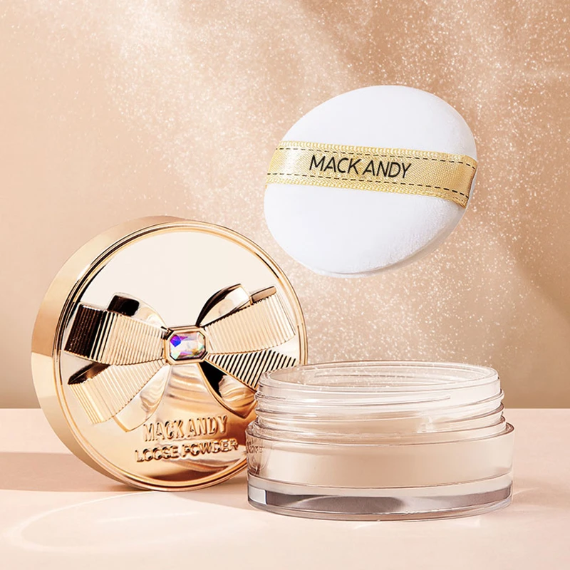 玛可安迪蝴蝶结轻盈丝滑空气定妆粉大容量玫瑰粉散粉不易脱妆细腻